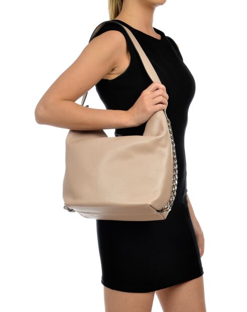 Sac porté épaule en Cuir Luisa Vannini poudre - 31.5x36x17.5 cm
