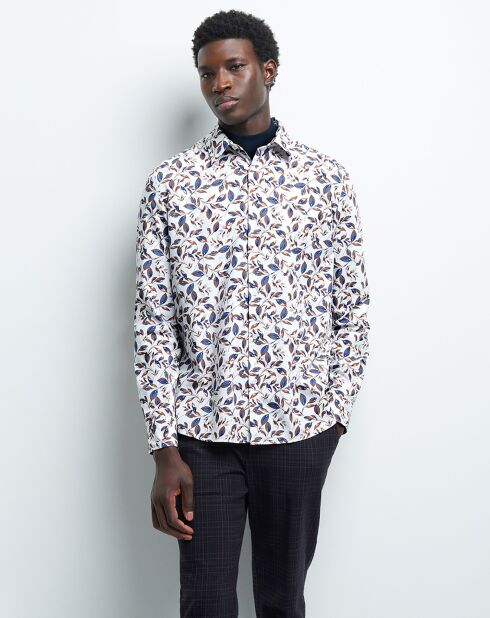 Chemise slim Claremoise à fleurs blanc/multicolore