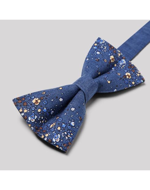 Noeud papillon 100% Lin Slino à fleurs dark navy