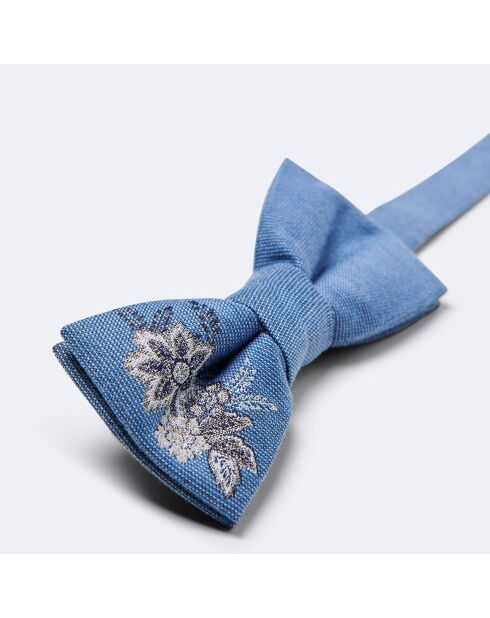 Noeud papillon en Soie mélangée Sapazur à fleurs bleu artic