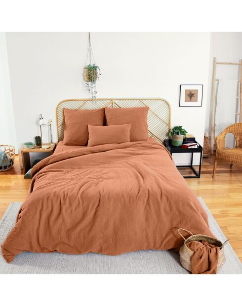 Parure housse de couette en Gaze de coton marron