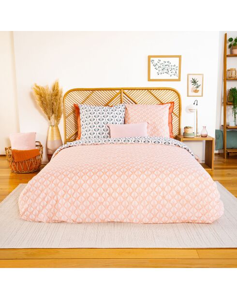 Parure Housse de Couette blanc/rose