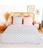 Parure Housse de Couette blanc/rose
