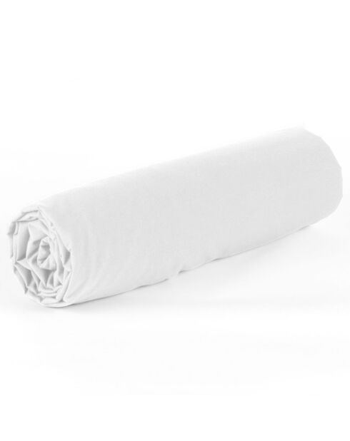 Sábana bajera ajustable blanca de algodón y bambú