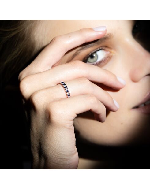 Afwisselend ring van 0,03 ct diamant en 0,17 ct saffierwitgouden ring