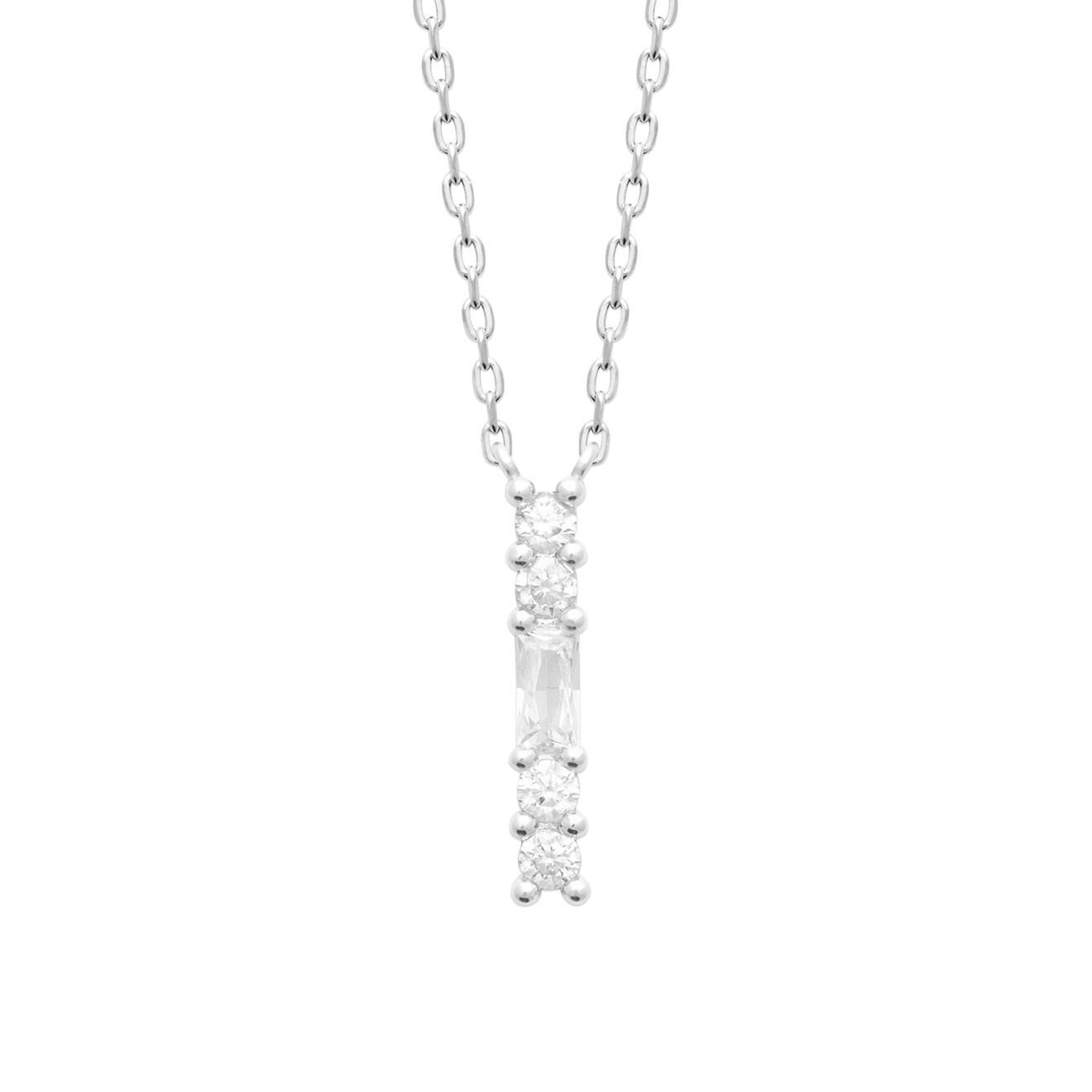Collier Argent Zircone Rhodie 40 45 Cm 607150