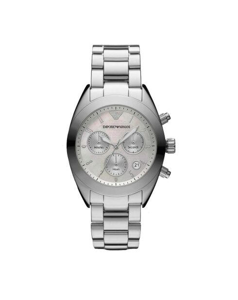 Montre Chronographe Femme en Acier argentée
