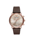 Montre Chronographe Mixte en Cuir marron