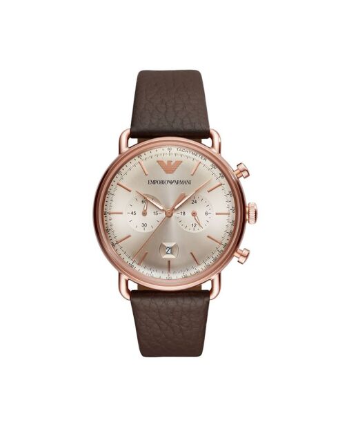 Montre Chronographe Mixte en Cuir marron