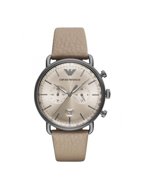Montre Chronographe Mixte en Cuir beige