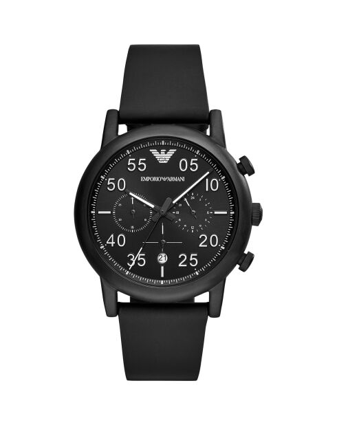 Montre Chronographe Mixte en Cuir noire