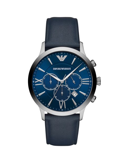 Montre Chronographe Mixte en Cuir bleue