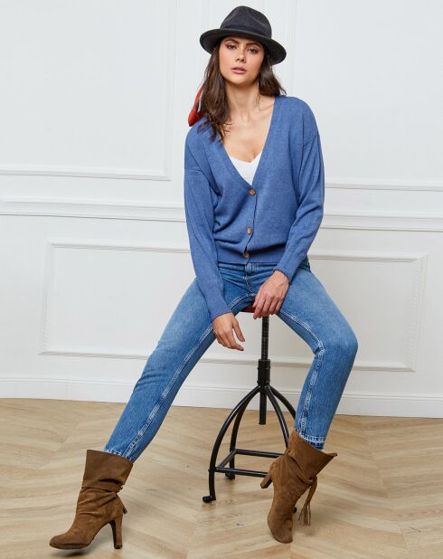 Gilet en Cachemire mélangé Gino indigo