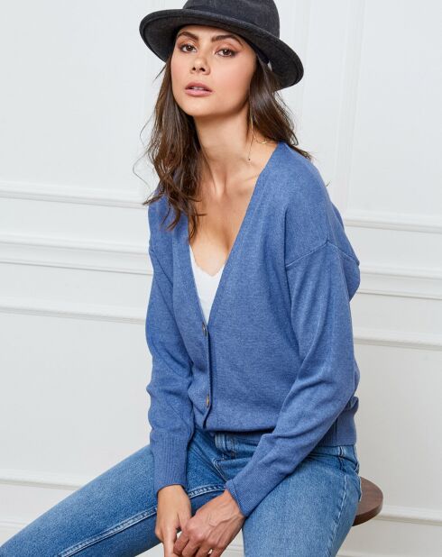 Gilet en Cachemire mélangé Gino indigo