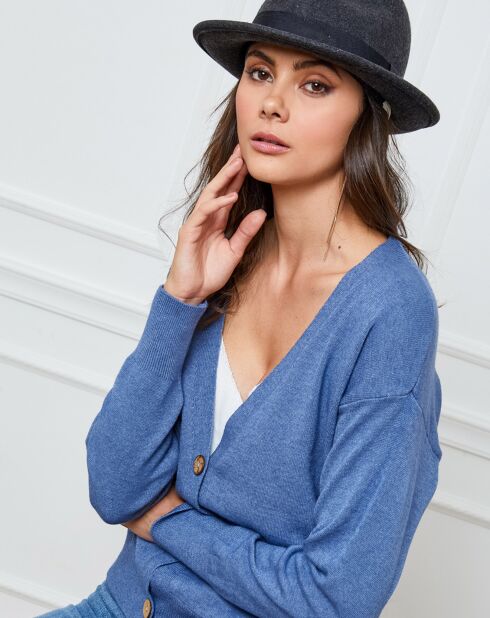 Gilet en Cachemire mélangé Gino indigo