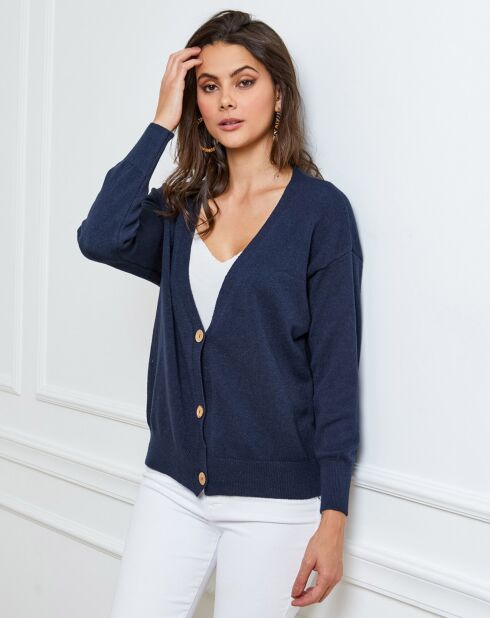 Gilet en Cachemire mélangé Gino marine