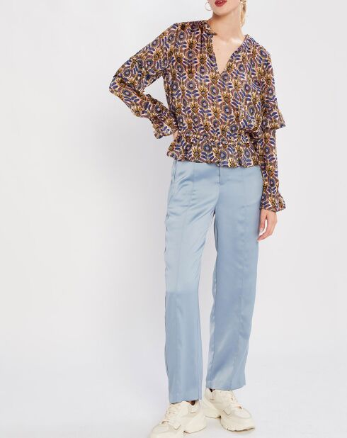 Pantalon Tailored Satiné bleu clair