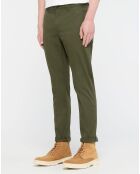 Pantalon Chino Super Slim Fit en Coton Bio mélangé Stretch kaki foncé