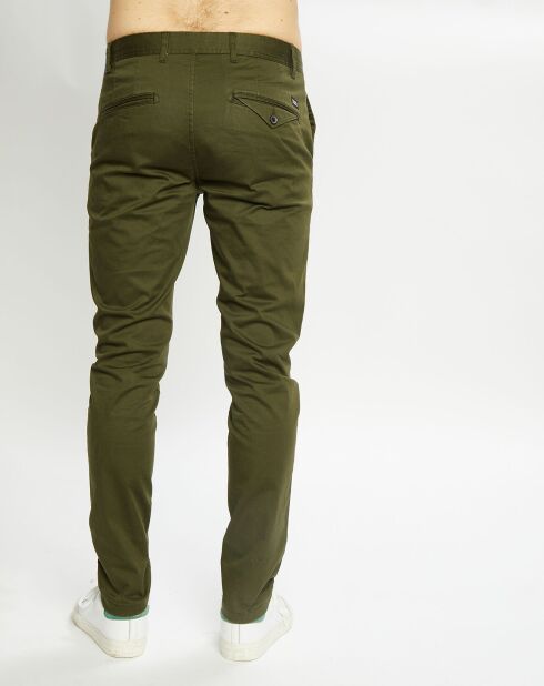 Pantalon Chino Super Slim Fit en Coton Bio mélangé Stretch kaki foncé