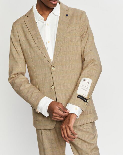 Blazer ajusté à carreaux marron/beige