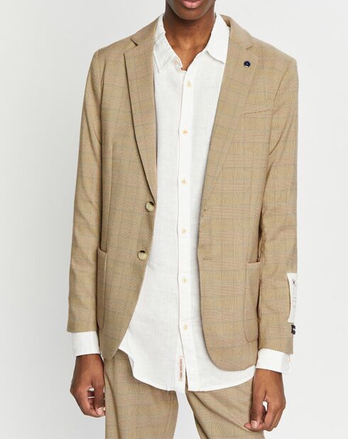 Blazer ajusté à carreaux marron/beige