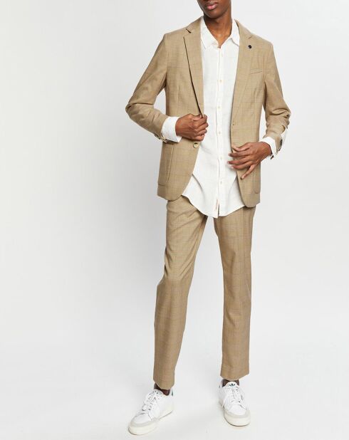 Blazer ajusté à carreaux marron/beige