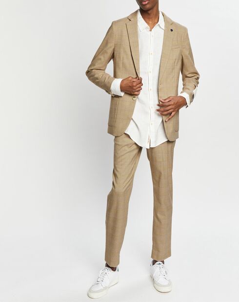Pantalon à pinces Regular Fit Blake imprimé à carreaux marron/beige
