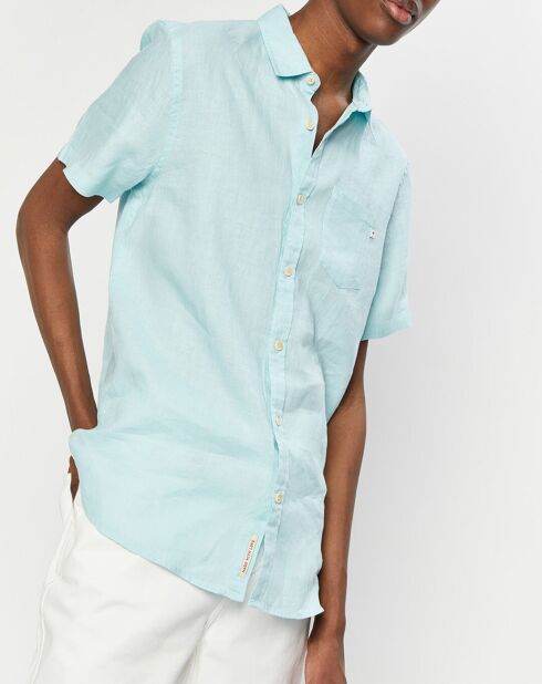 Camicia Regular Fit 100% lino verde acqua