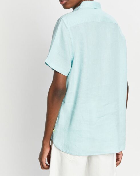Camicia Regular Fit 100% lino verde acqua
