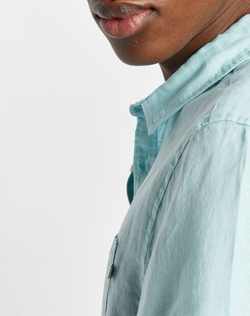 Camicia Regular Fit 100% lino verde acqua