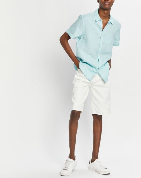 Camicia Regular Fit 100% lino verde acqua
