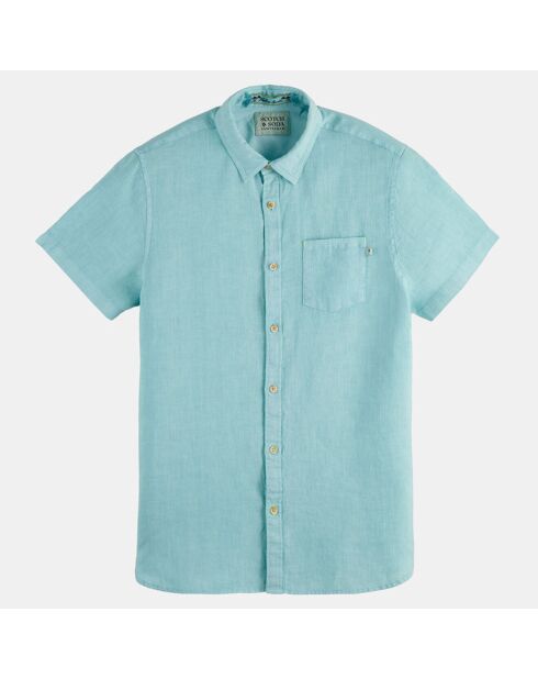 Camicia Regular Fit 100% lino verde acqua
