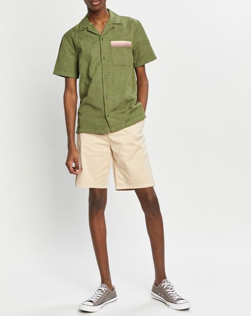 Chemise Regular Fit Jacquard imprimé palmiers kaki