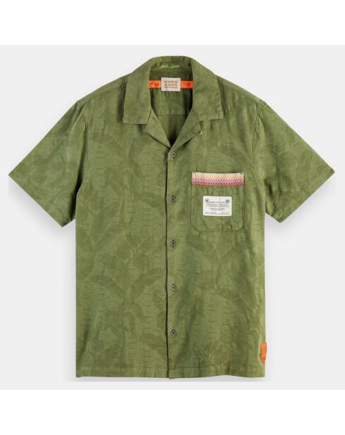 Chemise Regular Fit Jacquard imprimé palmiers kaki