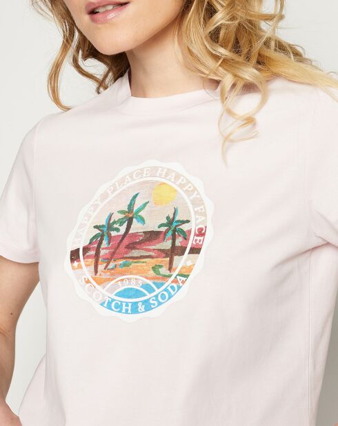 T-Shirt 100% Coton Bio Patch rose pâle