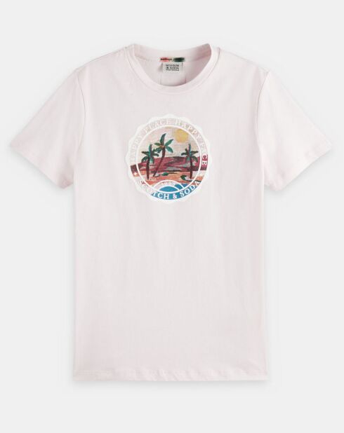 T-Shirt 100% Coton Bio Patch rose pâle