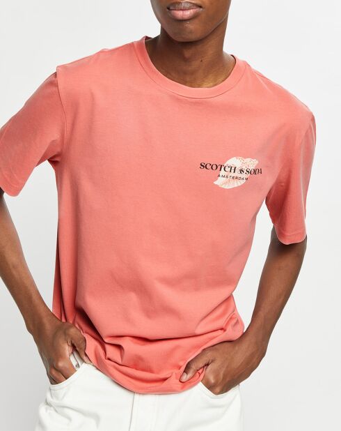 T-Shirt 100% Coton Bio imprimé rose foncé