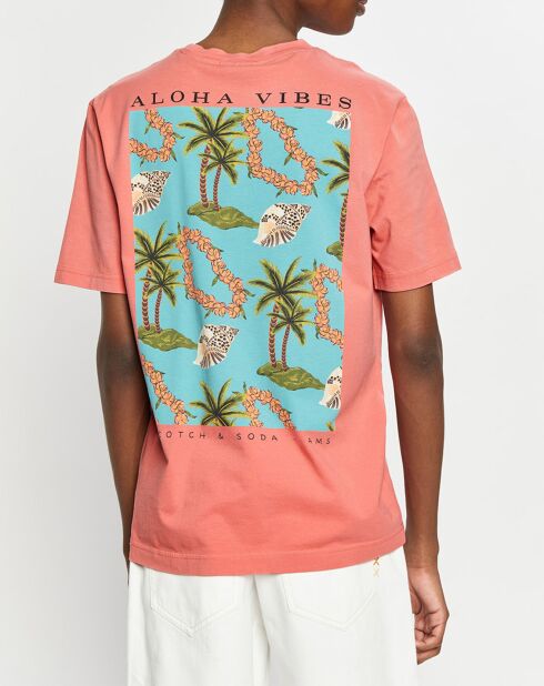 T-Shirt 100% Coton Bio imprimé rose foncé
