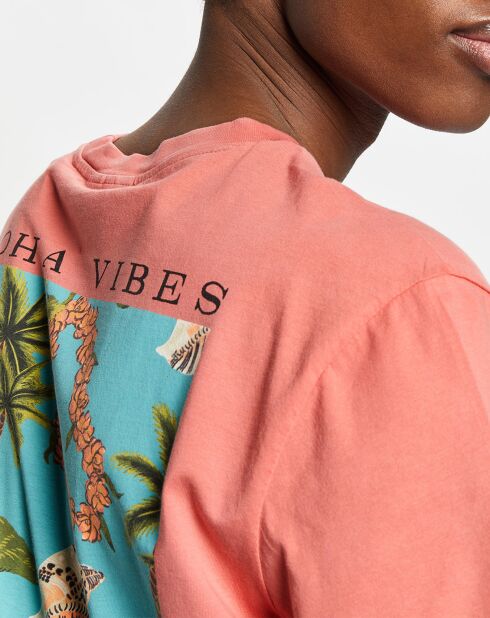 T-Shirt 100% Coton Bio imprimé rose foncé