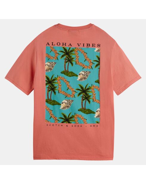 T-Shirt 100% Coton Bio imprimé rose foncé