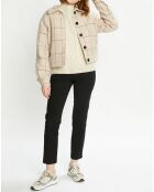 Veste courte en Laine mélangée Herringbone Checked à carreaux beige