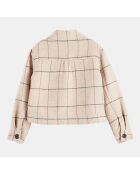 Veste courte en Laine mélangée Herringbone Checked à carreaux beige