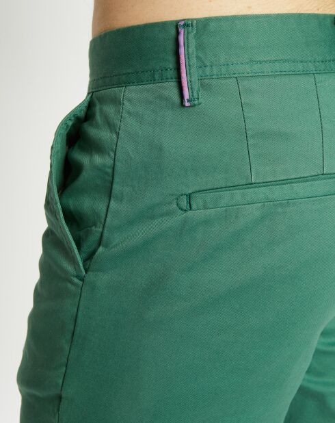 Pantalon Chino Super Slim Fit en Coton Bio mélangé Stretch vert moyen