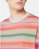 Sweat col rond rayé multicolore