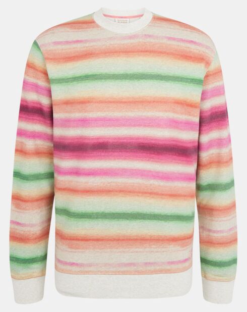 Sweat col rond rayé multicolore