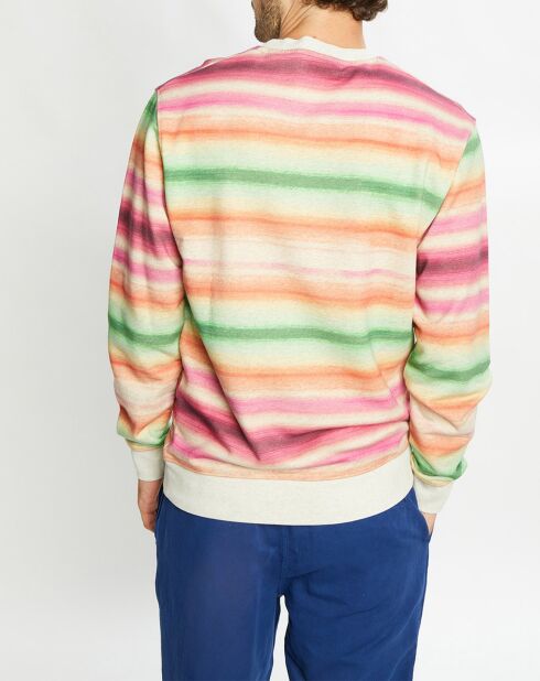 Sweat col rond rayé multicolore