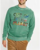 Sweat col rond Planet vert