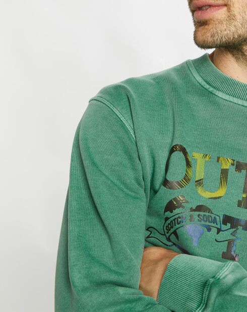 Sweat col rond Planet vert