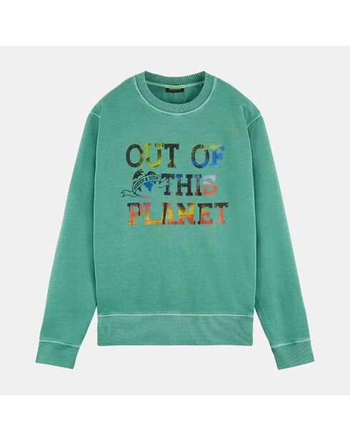 Sweat col rond Planet vert