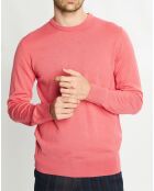 Pull 100% Laine col rond rose foncé